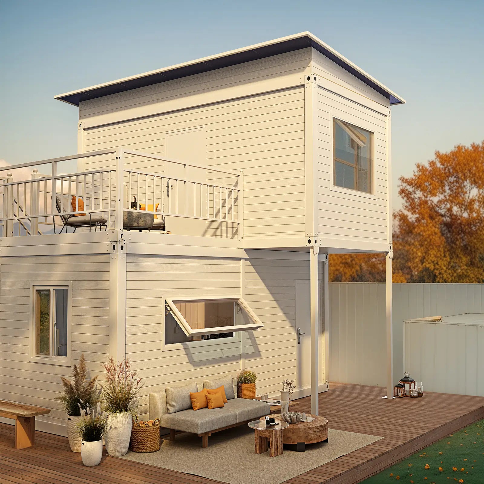 WalkMax Two Story Tiny House, Prefabricated Dwelling with Aesthetic Appeal, Modern Design for Small Spaces, Package Installation