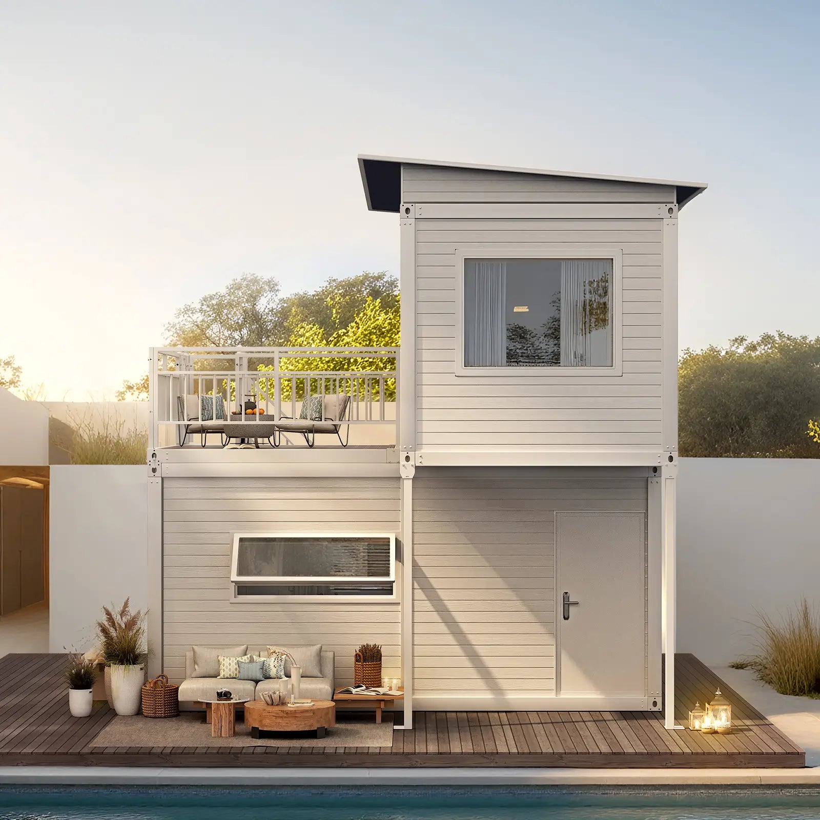 WalkMax Two Story Tiny House, Prefabricated Dwelling with Aesthetic Appeal, Modern Design for Small Spaces, Package Installation