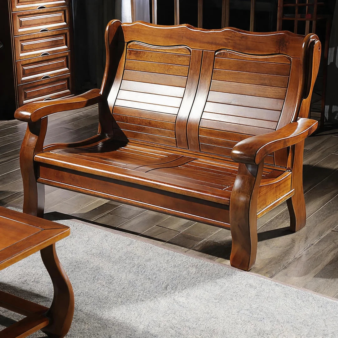 Chinese-Inspired Solid Camphor Wood Sofa Set – Armchair, Loveseat, 3-Seater & Tea Table
