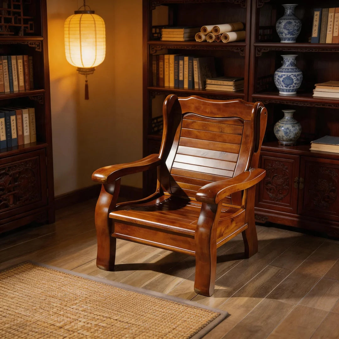 Chinese-Inspired Solid Camphor Wood Sofa Set – Armchair, Loveseat, 3-Seater & Tea Table