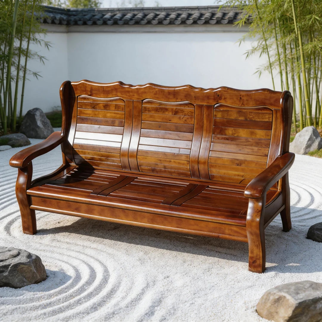 Chinese-Inspired Solid Camphor Wood Sofa Set – Armchair, Loveseat, 3-Seater & Tea Table