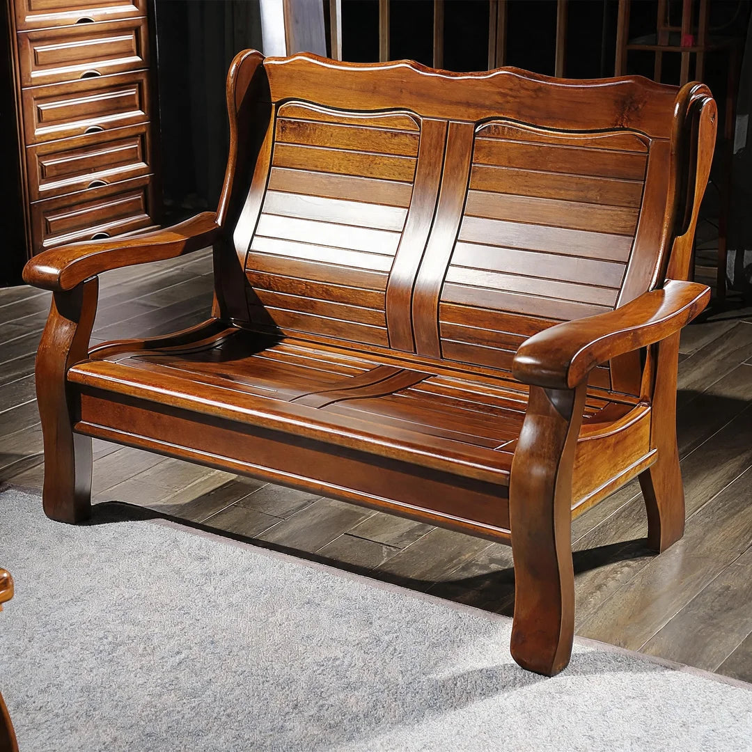 Chinese-Inspired Solid Camphor Wood Sofa Set – Armchair, Loveseat, 3-Seater & Tea Table