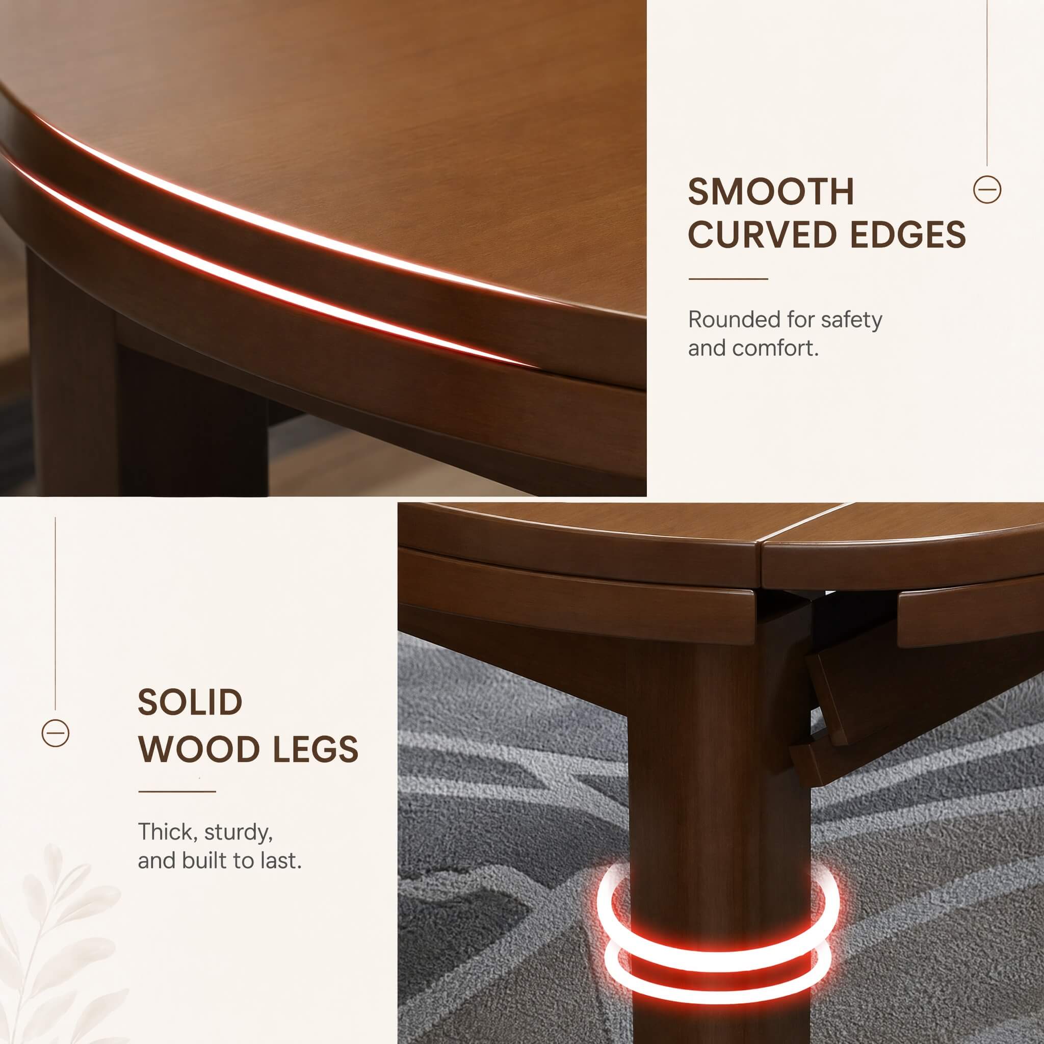 Chinese Solid Wood Extendable Dining Table Set Round Square Convertible Space Saving Design