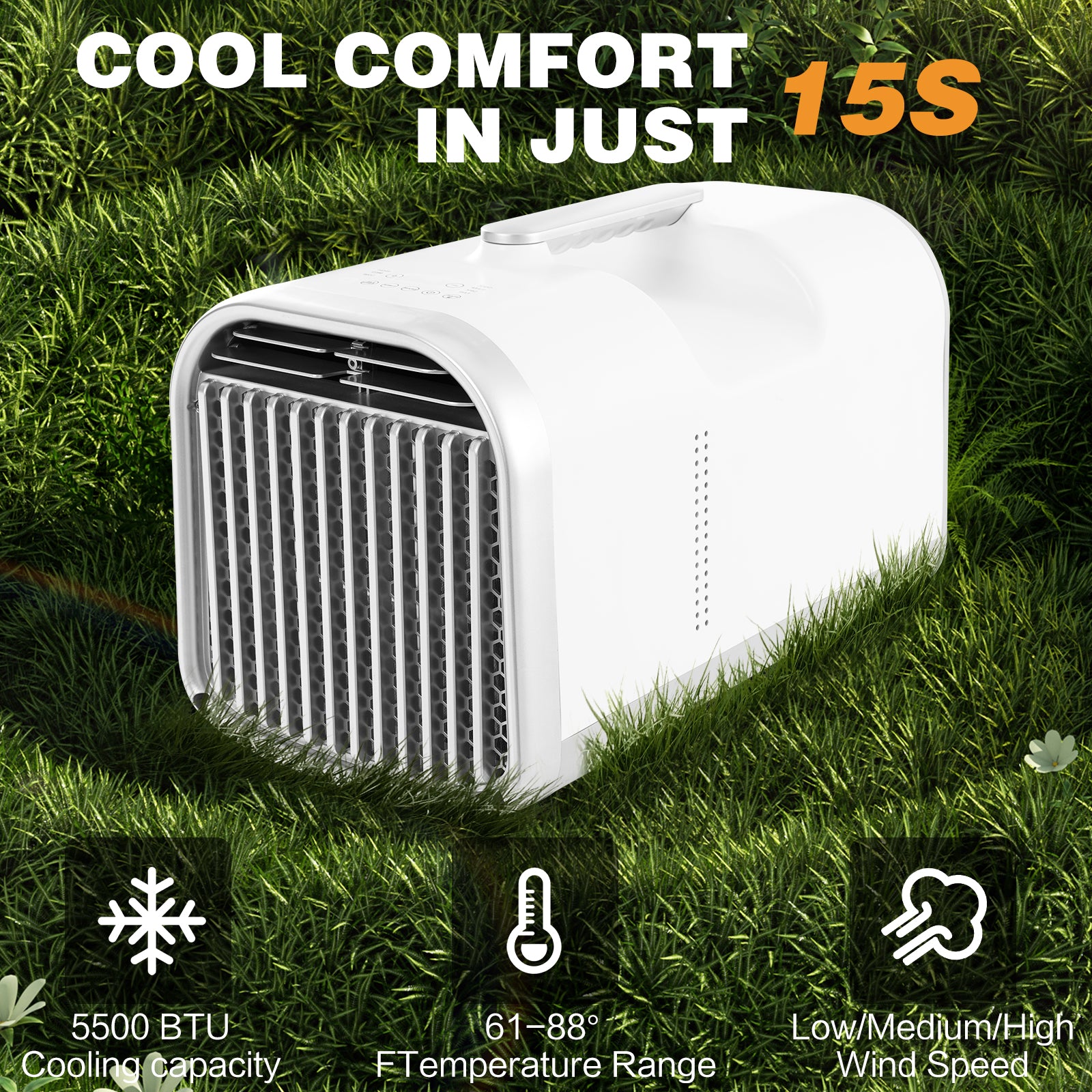 4400BTU Camping Air Conditioners,Portable Air Conditioners, 330W Ultra-Low Energy Consuming, Compact & Lightweight Outdoor AC Unit for Car, RV, Pets, Camp, BBQ, Remote Control & Touch Screen