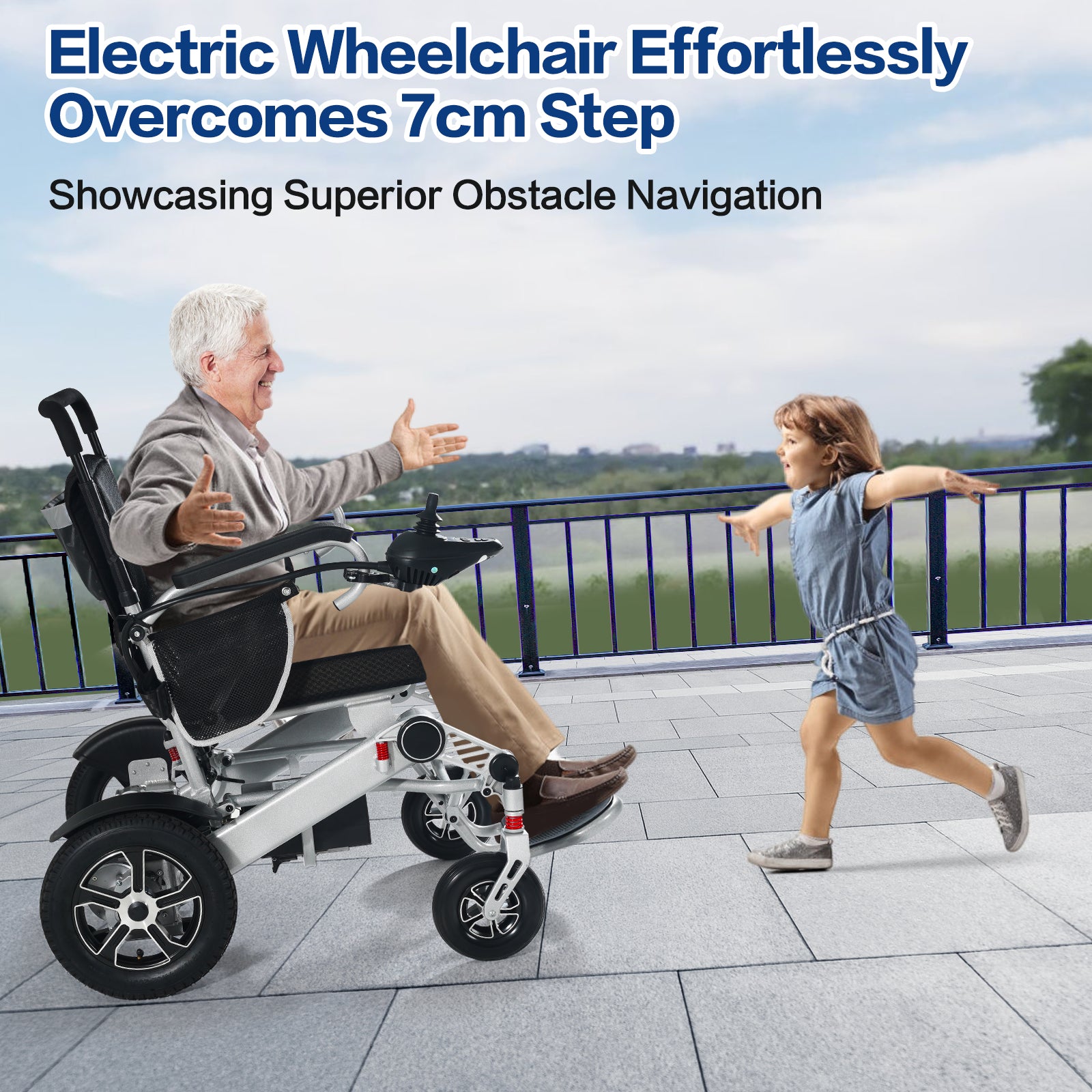 THLAND Wheelchair for Adults Lightweight Foldable, All Terrain Motorized Power Wheelchair for Seniors Portable, 15+ Miles Long Travel Range, Airline Approved