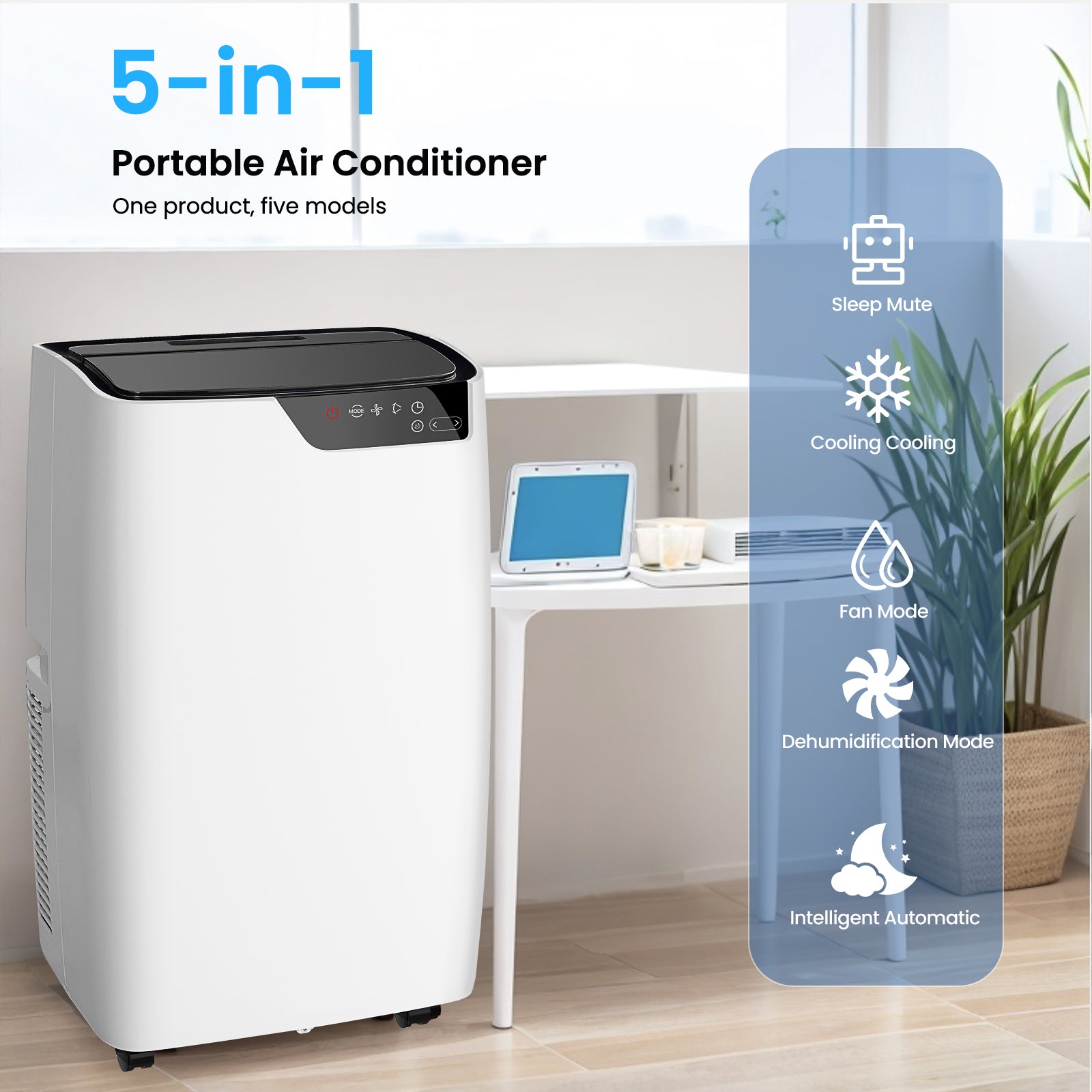 Portable Air Conditioners - Upgraded 12000 BTU Portable AC for Room up to 450 Sq. Ft, 5 in 1 AC Unit with 24H Timer, Smart Sleep Mode, Air Cooler for Bedroom Room Kitchen Camping (12000BTU)