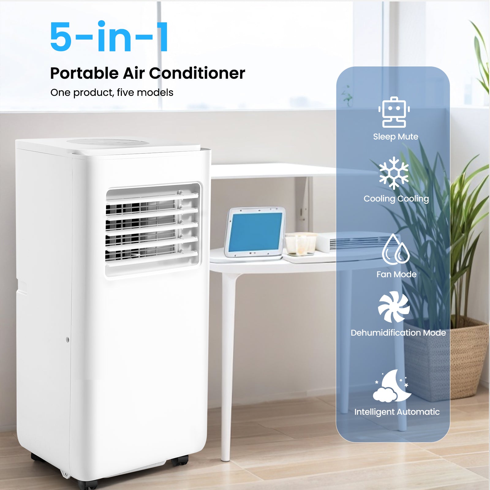 Portable Air Conditioners - Upgraded 12000 BTU Portable AC for Room up to 450 Sq. Ft, 5 in 1 AC Unit with 24H Timer, Smart Sleep Mode, Air Cooler for Bedroom Room Kitchen Camping (12000BTU)