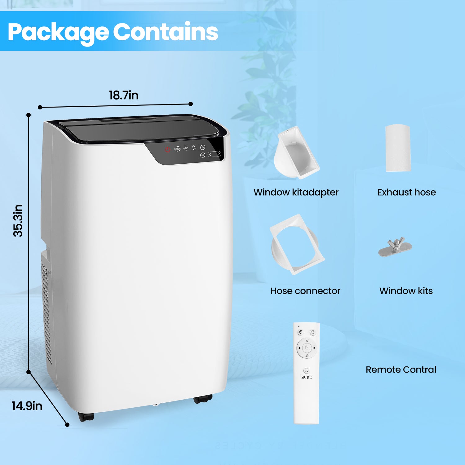 Portable Air Conditioners - Upgraded 12000 BTU Portable AC for Room up to 450 Sq. Ft, 5 in 1 AC Unit with 24H Timer, Smart Sleep Mode, Air Cooler for Bedroom Room Kitchen Camping (12000BTU)