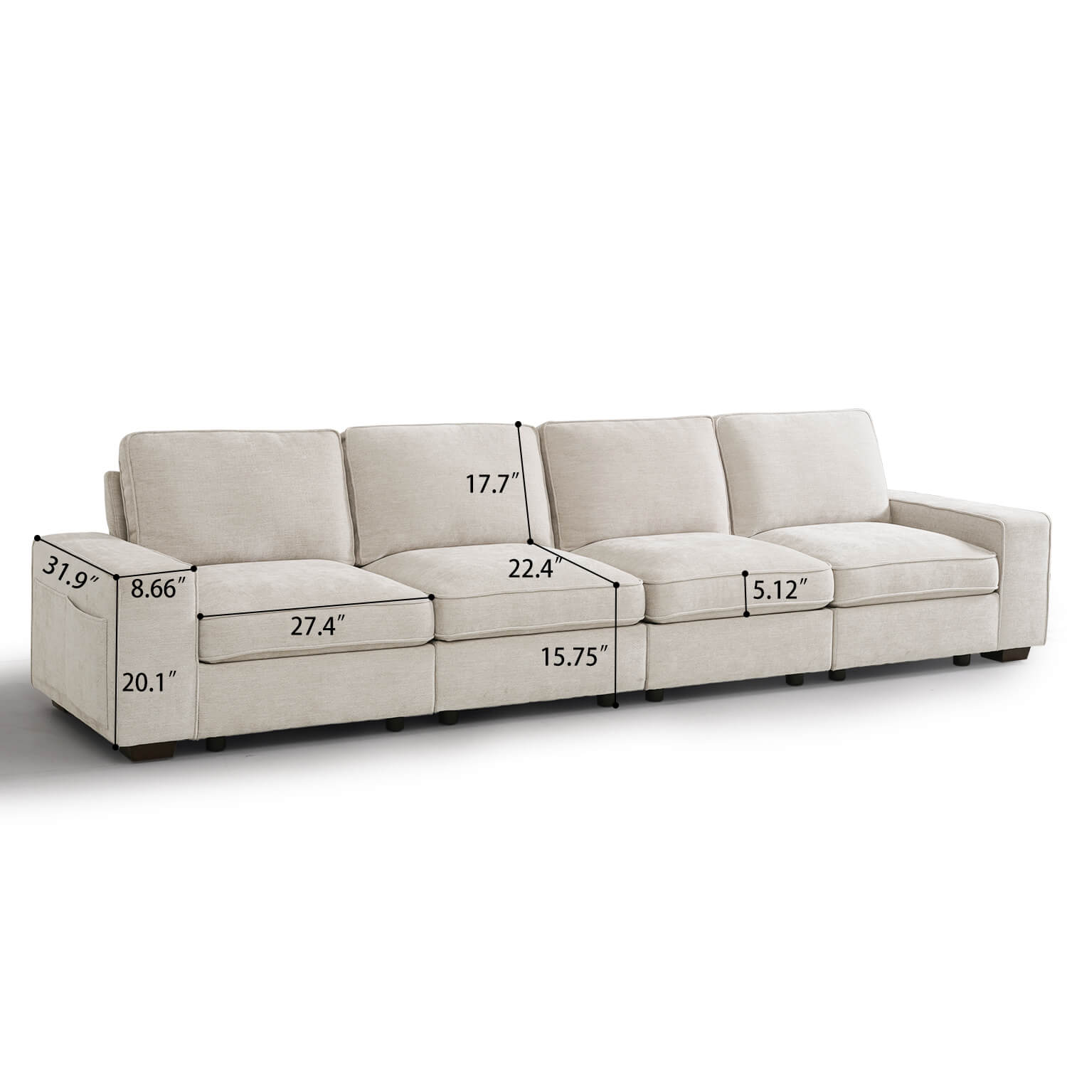 Modular Sectional Sofa for Living Room with Storage