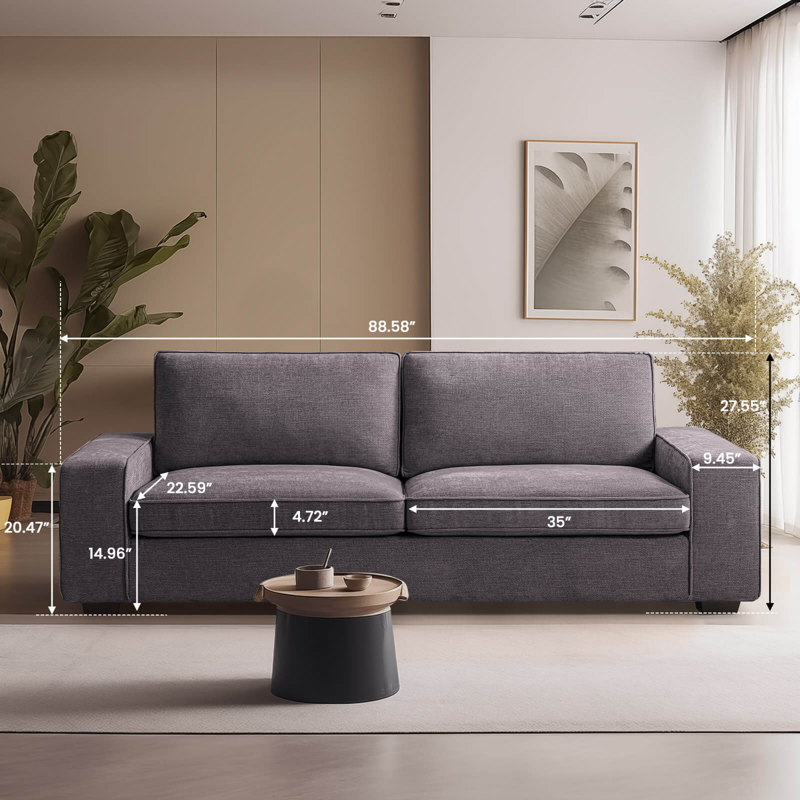 Modern Living Room Sofa, Chenille Sofa/Easy to Install