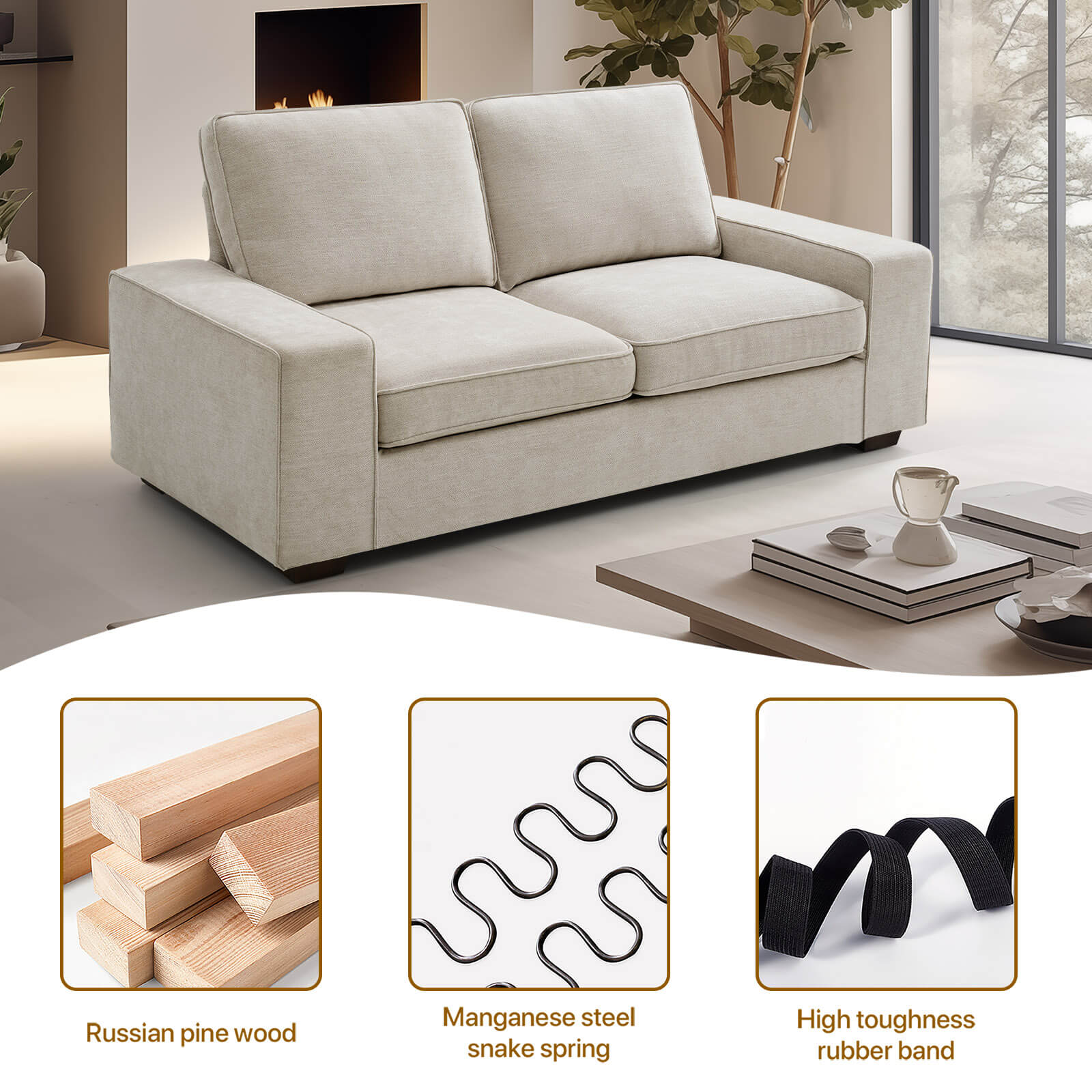 Modern Living Room Sofa, Chenille Sofa/Easy to Install