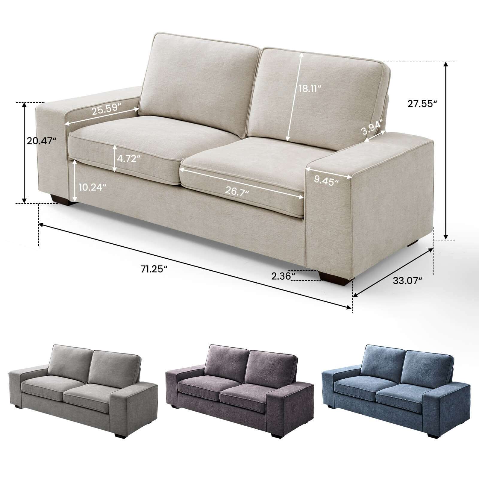 Modern Living Room Sofa, Chenille Sofa/Easy to Install