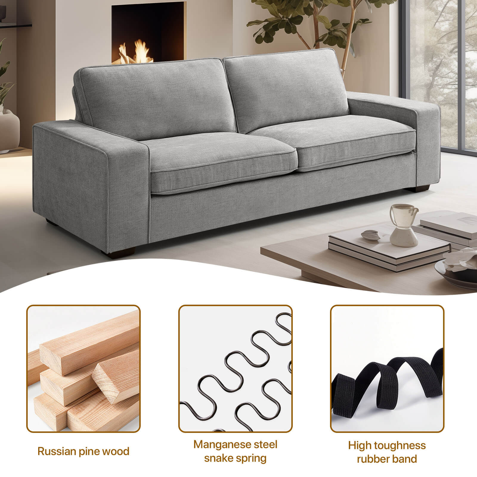 Modern Living Room Sofa, Chenille Sofa/Easy to Install